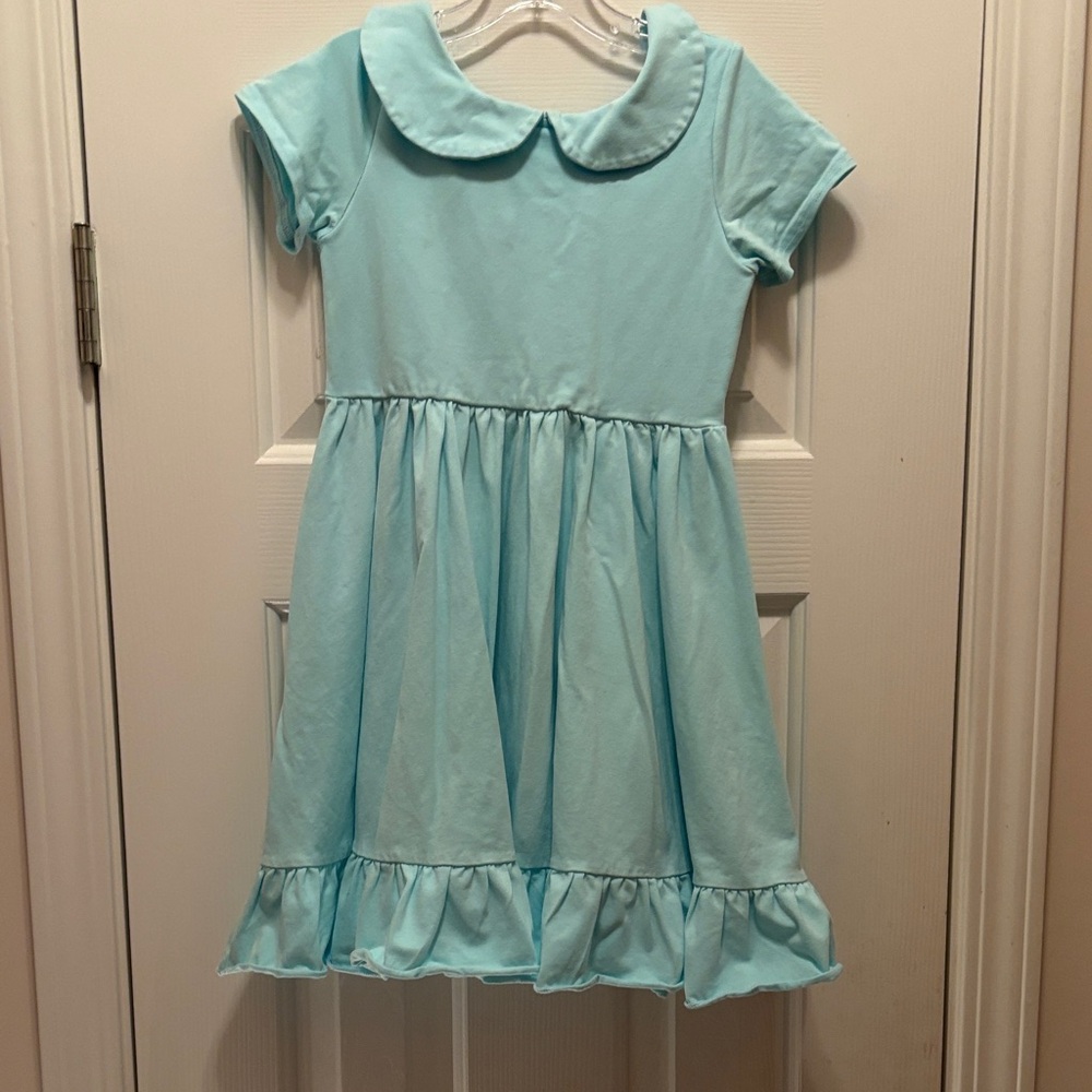 Girlhood Charming Aqua Kids Dress with Peter Pan Collar